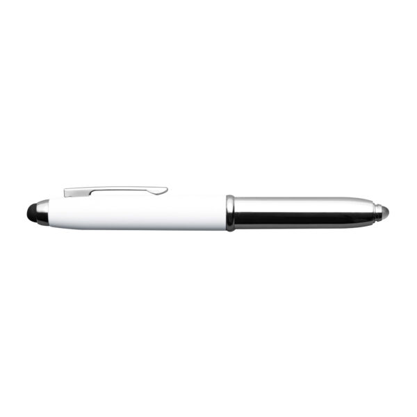 Kugelschreiber mit Soft-Touch-Spitze und LED Lampe - Moon White