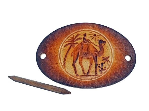 Leder Haarspange - OX Antique Lion Elephant - Vickys World