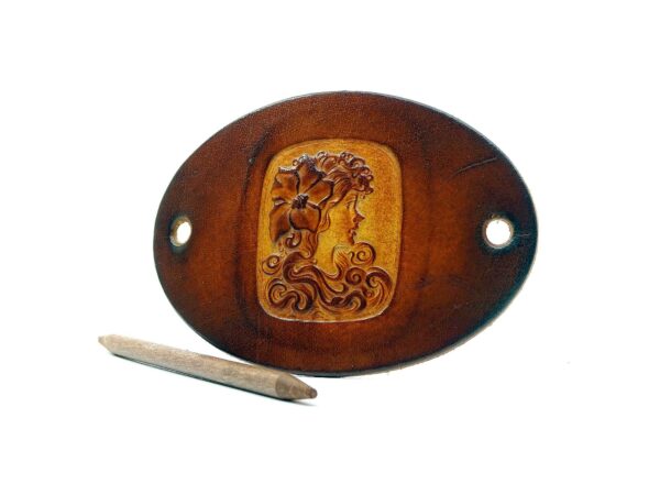 Leder Haarspange - OX Cameo Lion Antique Sophia - Vickys World