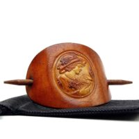 Leder Haarspange - OX Cameo Lion Antique Friederike - Vickys World