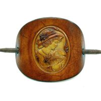 Leder Haarspange - OX Cameo Lion Antique Friederike - Vickys World