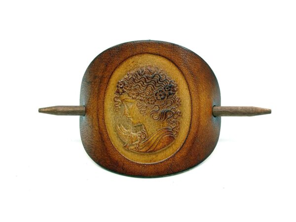 Leder Haarspange - OX Cameo Lion Antique Elisabeth - Vickys World