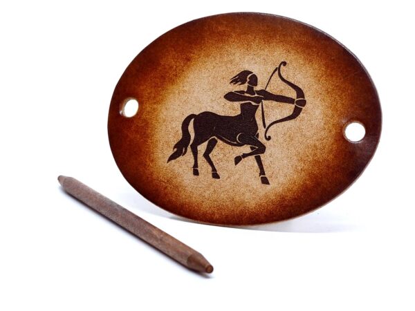 Leder Haarspange - Sternzeichen Schütze - OX Antique Lion Sagittarius