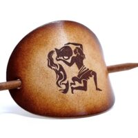 Leder Haarspange - Sternzeichen Wassermann - OX Antique Lion Aquarius