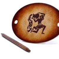 Leder Haarspange - Sternzeichen Wassermann - OX Antique Lion Aquarius