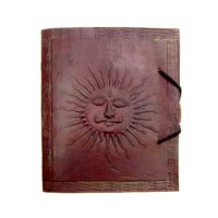 Leder Tagebuch Sonne XL mit Gummizug