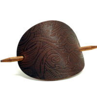 Leder Haarspange - OX Paisley Dark - Vickys World