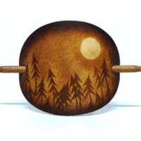 Leder Haarspange - OX Antique Lion Moon Forest - Vickys World – Bild 3
