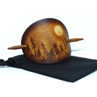 Leder Haarspange - OX Antique Lion Moon Forest - Vickys World