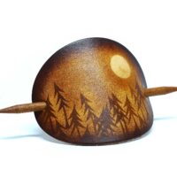 Leder Haarspange - OX Antique Lion Moon Forest - Vickys World – Bild 2
