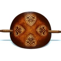 Leder Haarspange - OX Antique Lion Celtic Hearts - Vickys World