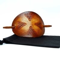 Leder Haarspange - OX Antique Lion Celtic Triquetta - Vickys World