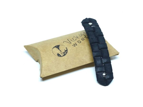 Leder Haarspange - OX Grid French Stripe Mocca - Vickys World