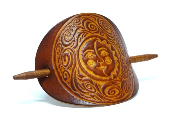 Leder Haarspange - OX Antique Lion Moon & Sun - Vickys World