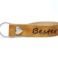 Personalisierbares Schlüsselband in Leder - Short Lanys Lion Herz