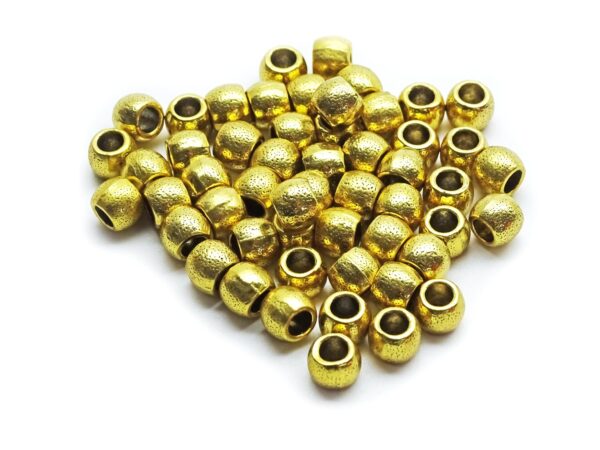 Tibetische Perlen Metall Beads - Antik Gold Look - DIY - 7x9 mm