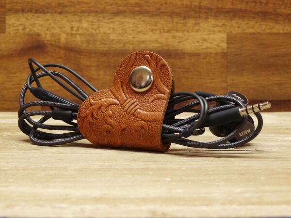 Leder Kabelbinder Herz - Box OX - Caramel Dragon - 2er Set