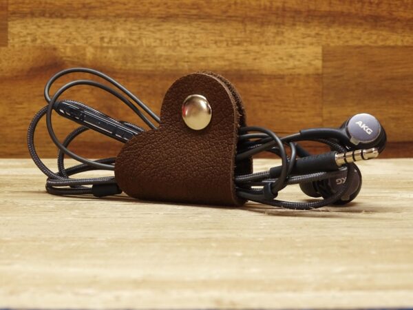 Leder Kabelbinder Herz - Buffalo - Chocolate - 2er Set