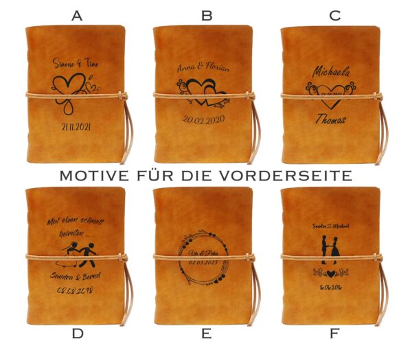 Leder Tagebuch Soft OX Honey A5 - Wedding Planer  - Hochzeits-Gästebuch – Bild 7
