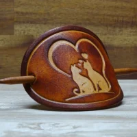 Leder Haarspange - OX Antique - Cat Love - Vickys World – Bild 2