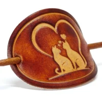 Leder Haarspange - OX Antique - Cat Love - Vickys World – Bild 5