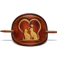 Leder Haarspange - OX Antique - Cat Love - Vickys World
