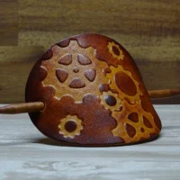 Leder Haarspange - OX Antique - Gears 1 - Vickys World – Bild 3