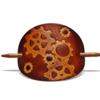 Leder Haarspange - OX Antique - Gears 1 - Vickys World