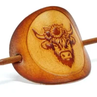Leder Haarspange - OX Antique - Sunflower Highland Cow - Vickys World – Bild 5