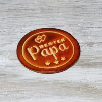 Leder Patch - Aufnäher - OX Antique - Bester Papa - 60er Rund – Bild 3