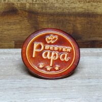 Leder Patch - Aufnäher - OX Antique - Bester Papa - 60er Rund – Bild 2