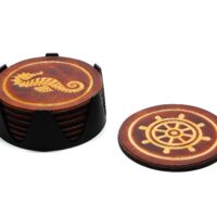 Runde Leder Untersetzer - Einzeln oder im Set - OX Antique - Maritim – Bild 5