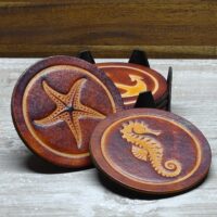 Runde Leder Untersetzer - Einzeln oder im Set - OX Antique - Maritim – Bild 3