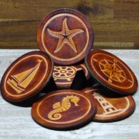 Runde Leder Untersetzer - Einzeln oder im Set - OX Antique - Maritim – Bild 2