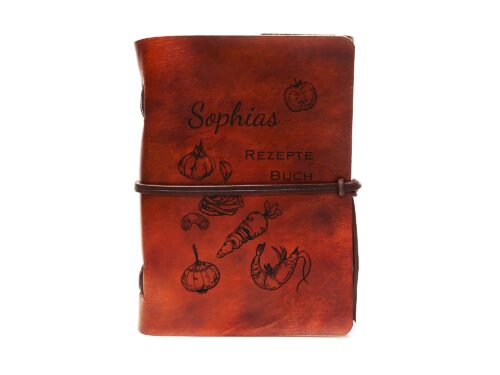 Leder Rezepte Buch Soft OX Maple A5 Recipes - Personalisiertes Rezeptbuch