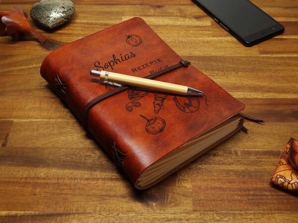 Leder Rezepte Buch Soft OX Maple A5 Recipes - Personalisiertes Rezeptbuch – Bild 4