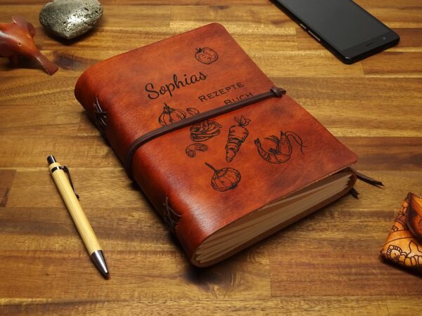 Leder Rezepte Buch Soft OX Maple A5 Recipes - Personalisiertes Rezeptbuch – Bild 6